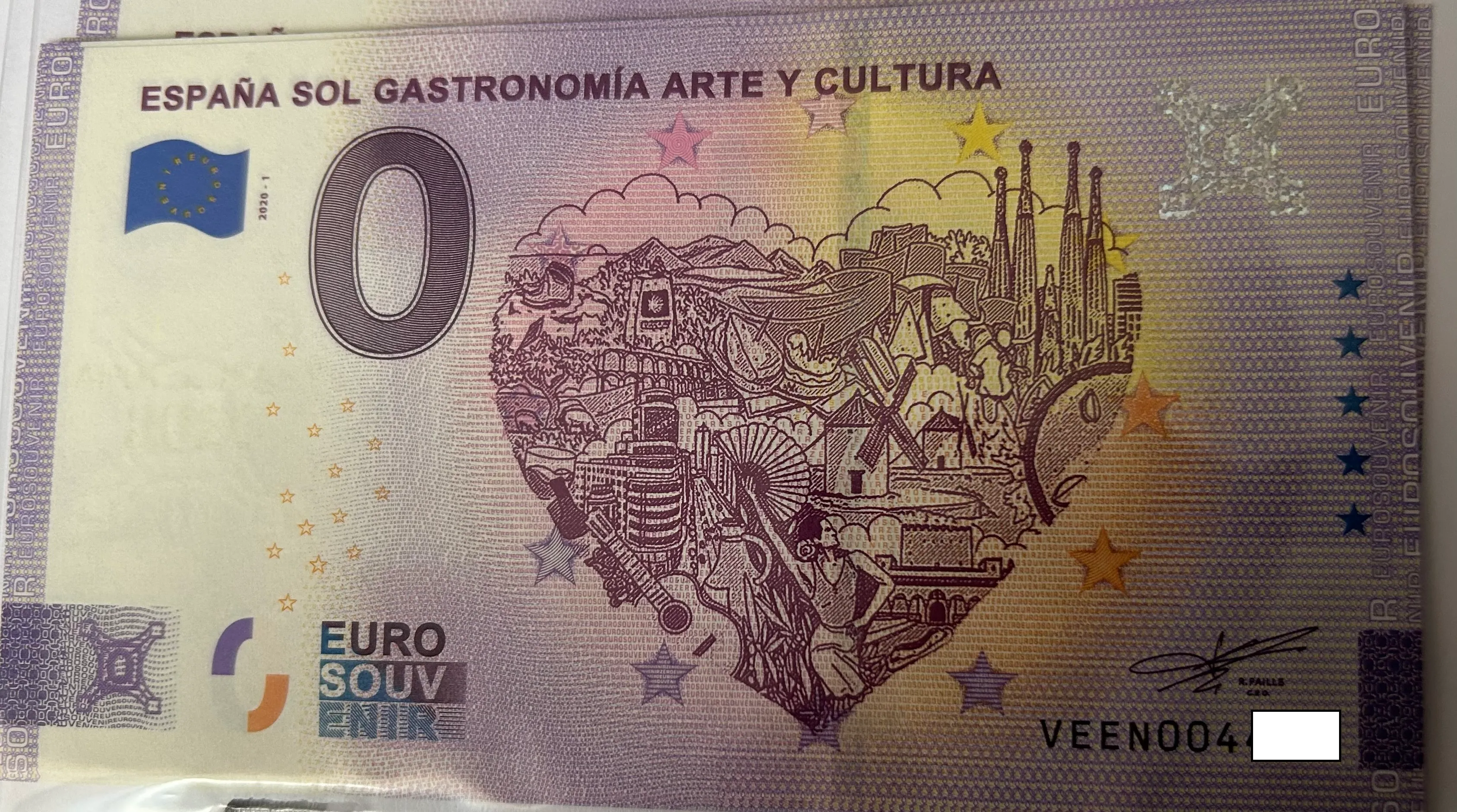 BILLETE 0 EURO ESPAÑA VEEN 2020-1 SOL GASTRONOMIA